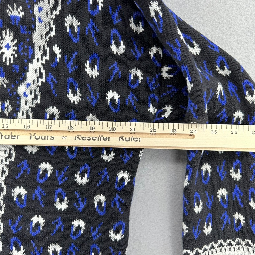 VTG MIXIT Cardigan Sweater Blue White Black Geometric Button Front M 90sSize M - Picture 7 of 8